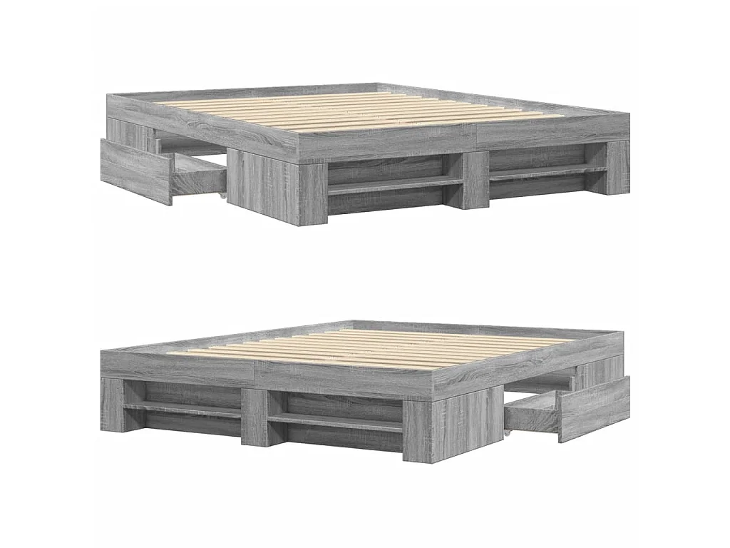 Cadre de lit sans matelas sonoma gris 160x200cm bois ingénierie
