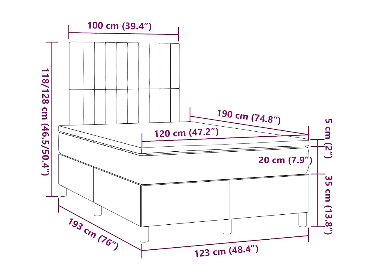 Sommier à lattes de lit avec matelas crème 120x190 cm tissu