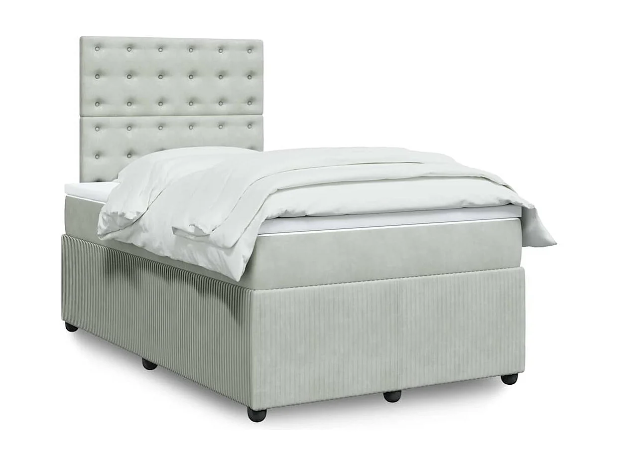 Boxspring met matras fluweel lichtgrijs 120x200 cm