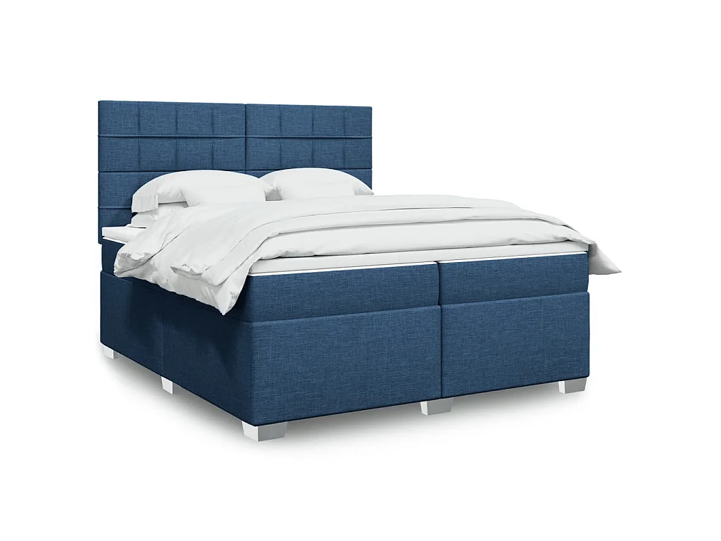 Boxspring met matras stof blauw 200x200 cm