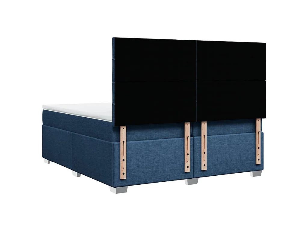 Boxspring met matras stof blauw 200x200 cm