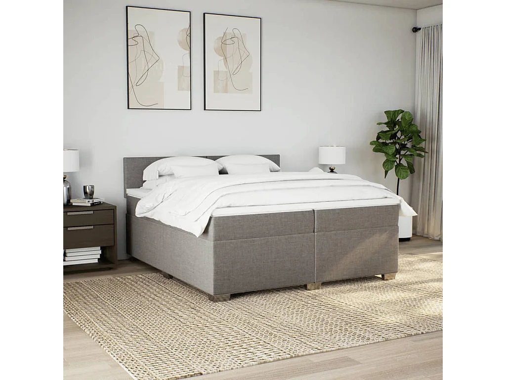 Boxspring met matras stof taupe 200x200 cm