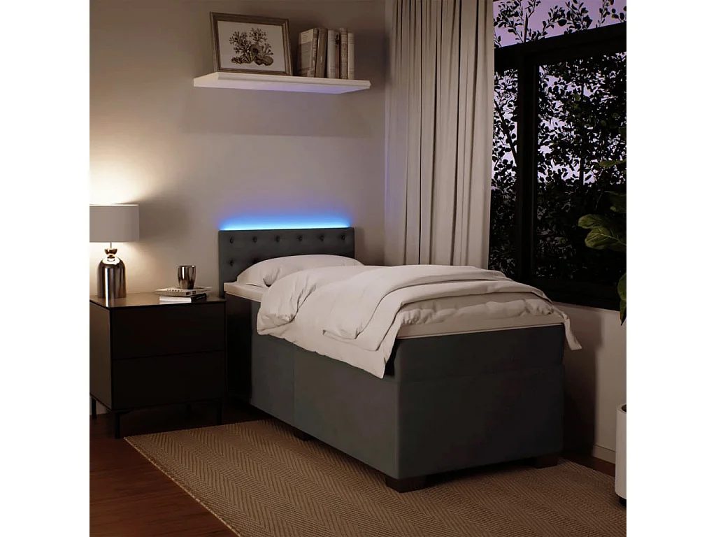 Boxspringbett mit Matratze Dunkelgrau 100x200 cm Samt