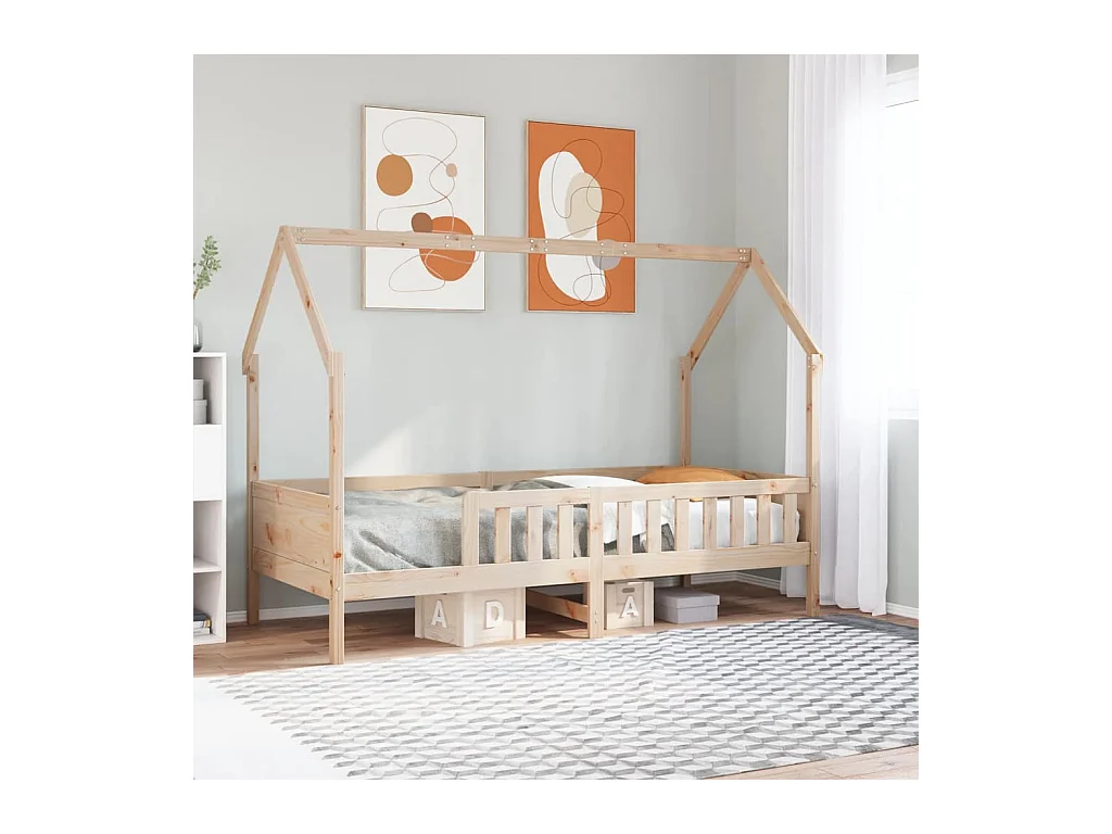 Cadre de lit d'enfants forme de maison sans matelas pin