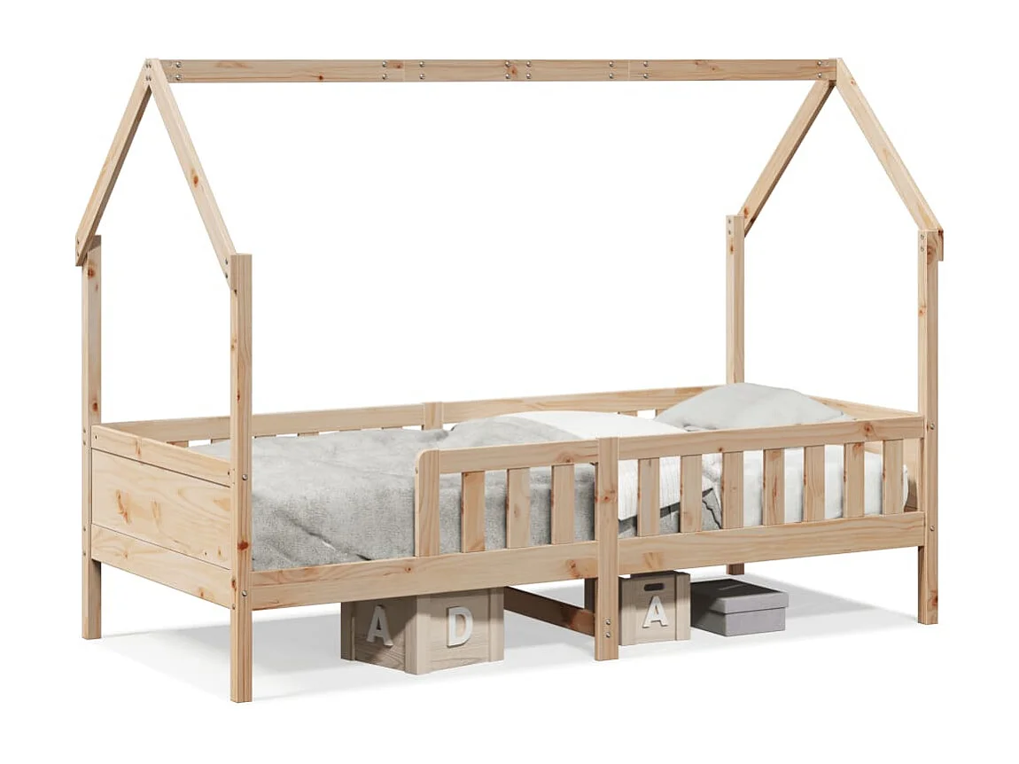 Cadre de lit d'enfants forme de maison sans matelas pin