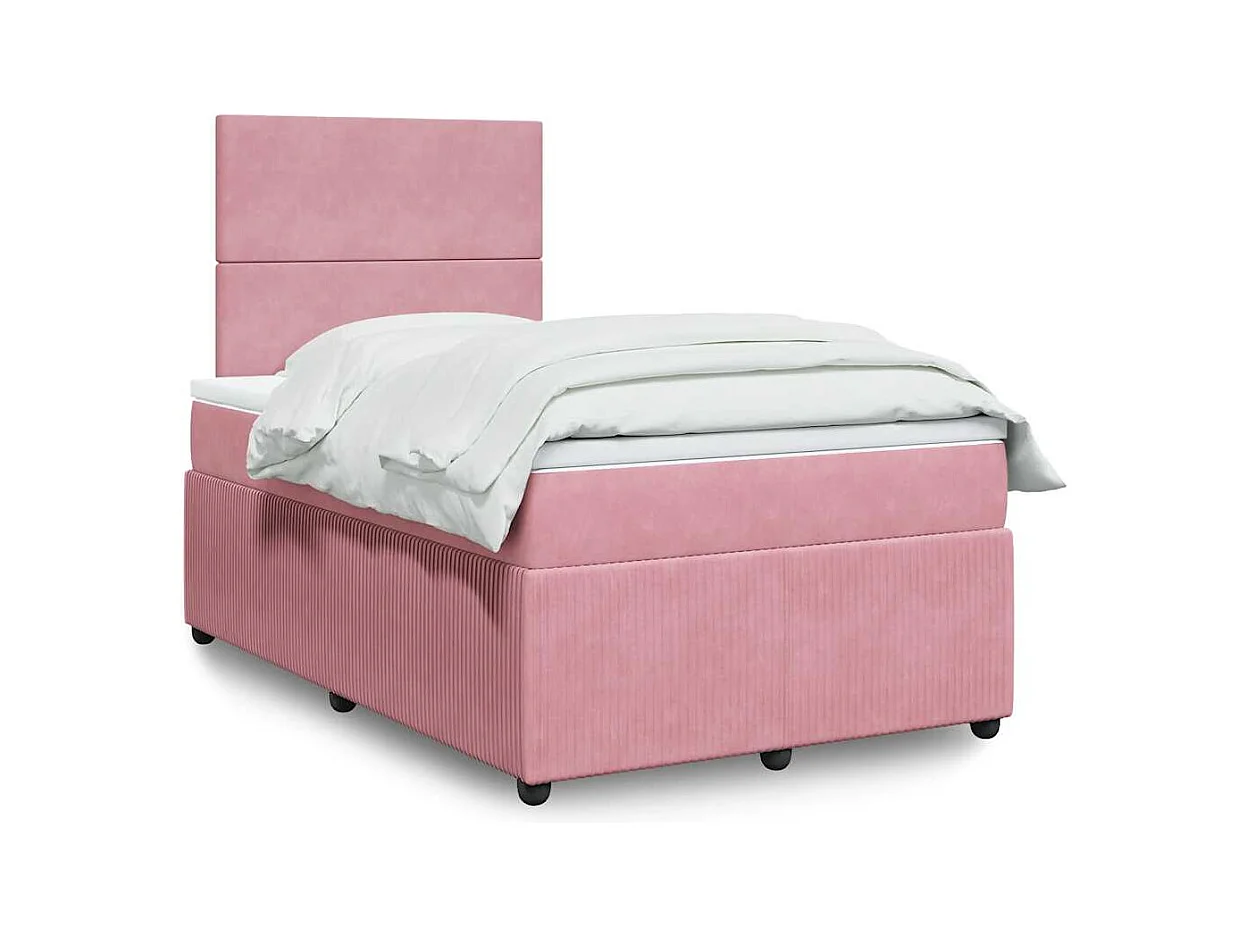 Boxspring met matras fluweel roze 120x200 cm