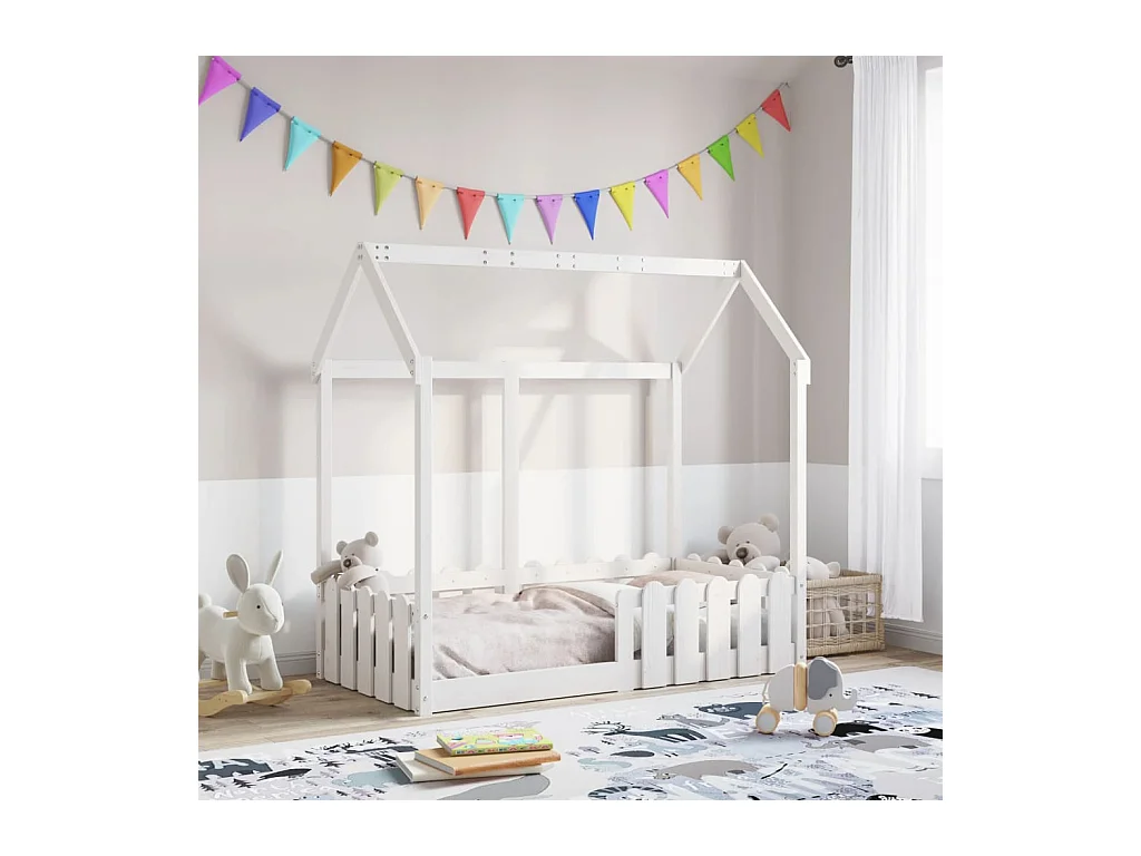 Cadre de lit d'enfants forme de maison sans matelas 70x140 cm