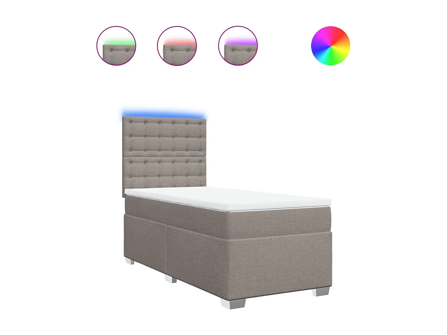 Sommier à lattes de lit avec matelas Taupe 90x190 cm Tissu