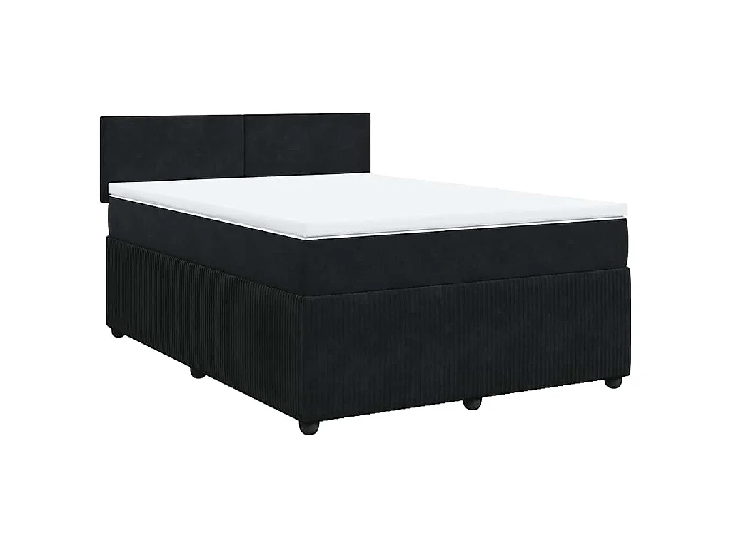 Cama box spring con colchón terciopelo negro 140x200 cm