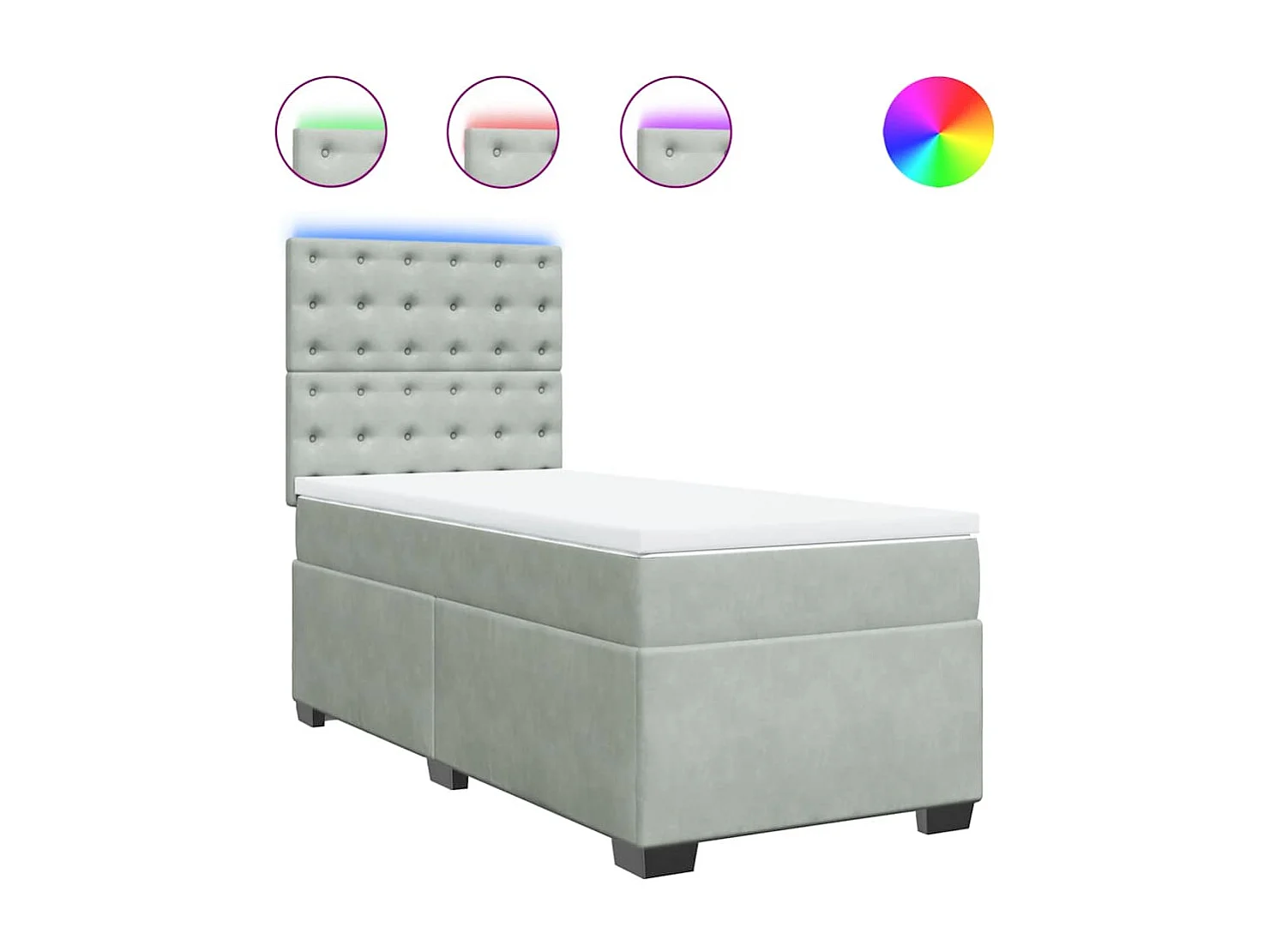 Sommier à lattes de lit et matelas Gris clair 90x200 cm Velours