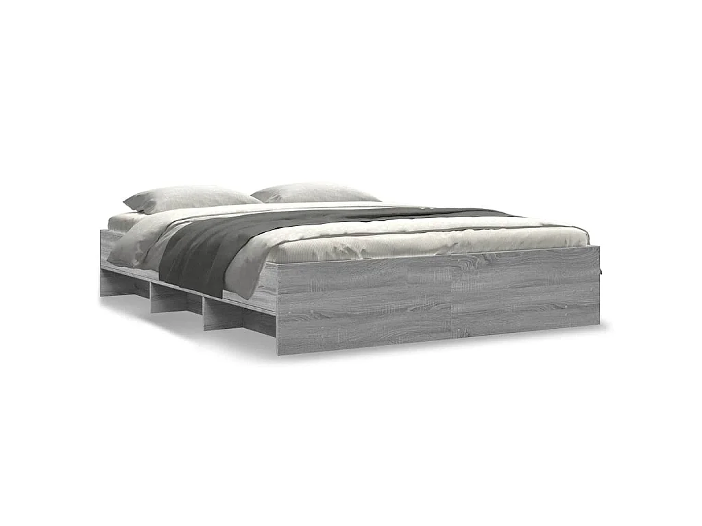 Bedframe zonder matras 160x200 cm spaanplaat grijs Sonoma