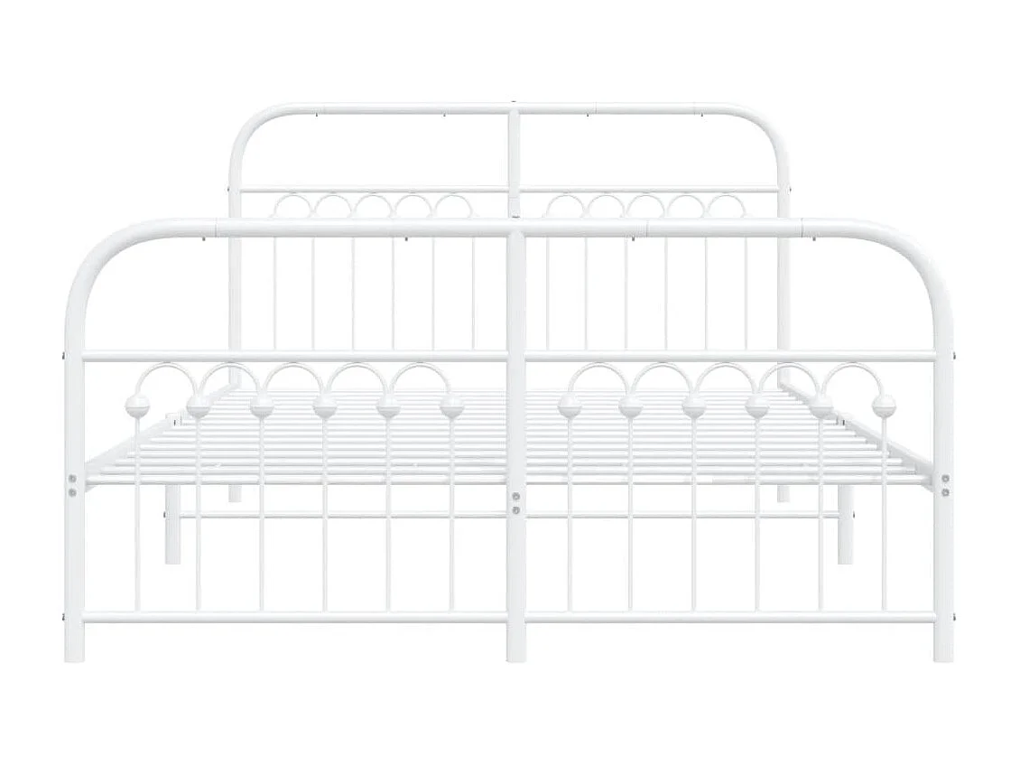Cadre de lit métal sans matelas et pied de lit blanc 137x190 cm