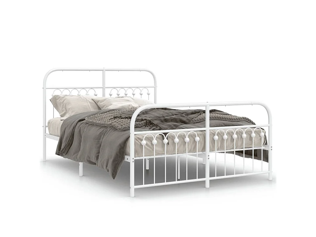 Estructura cama sin colchón con estribo metal blanco 137x190 cm