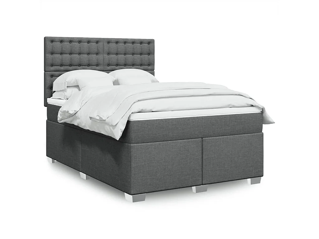 Boxspringbett mit Matratze Dunkelgrau 140x200 cm Stoff