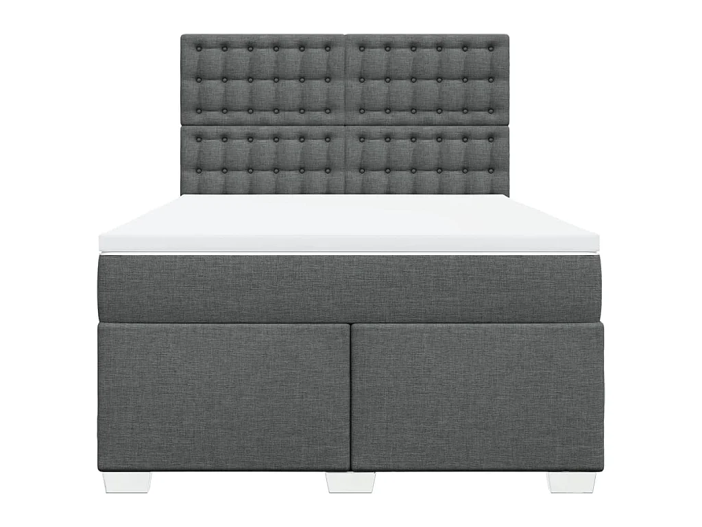 Cama box spring con colchón tela gris oscuro 140x200 cm