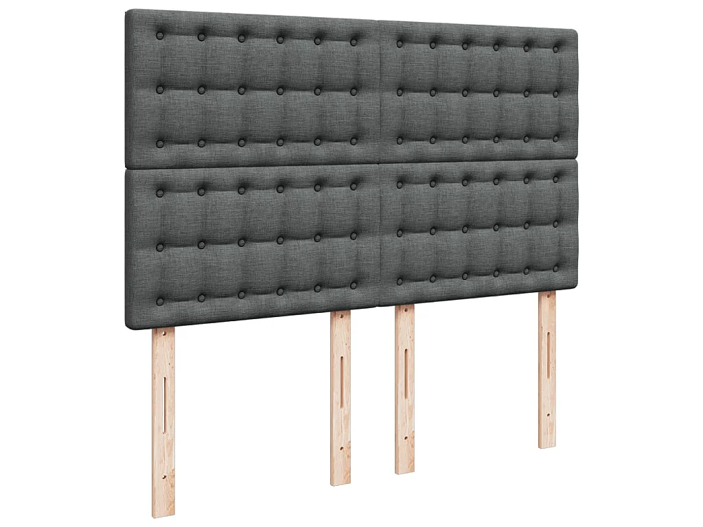 Cama box spring con colchón tela gris oscuro 140x200 cm