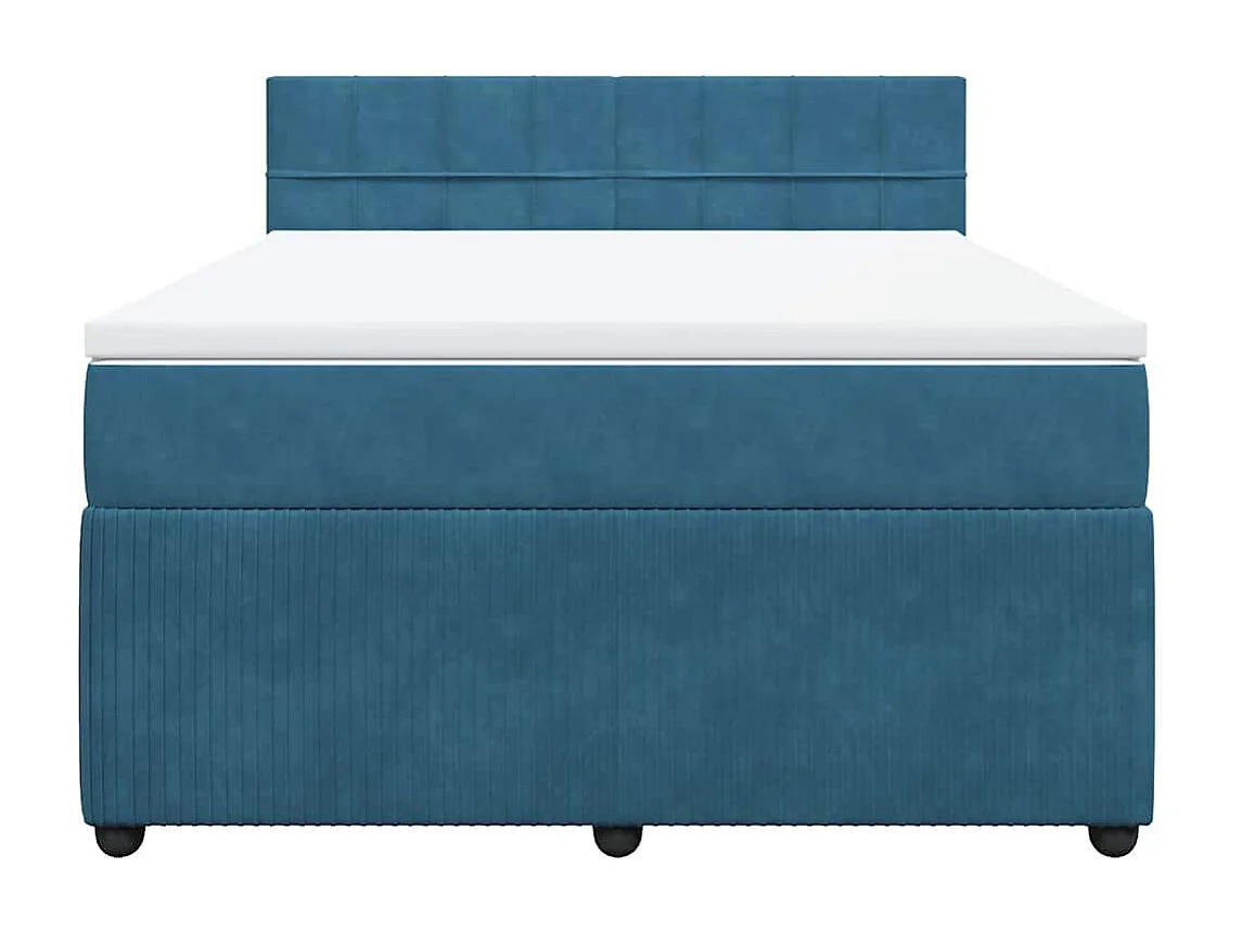 Boxspringbett mit Matratze Blau 160x200 cm Samt