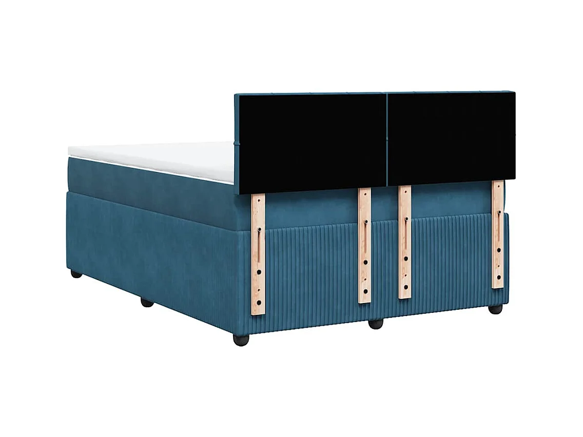 Boxspringbett mit Matratze Blau 160x200 cm Samt