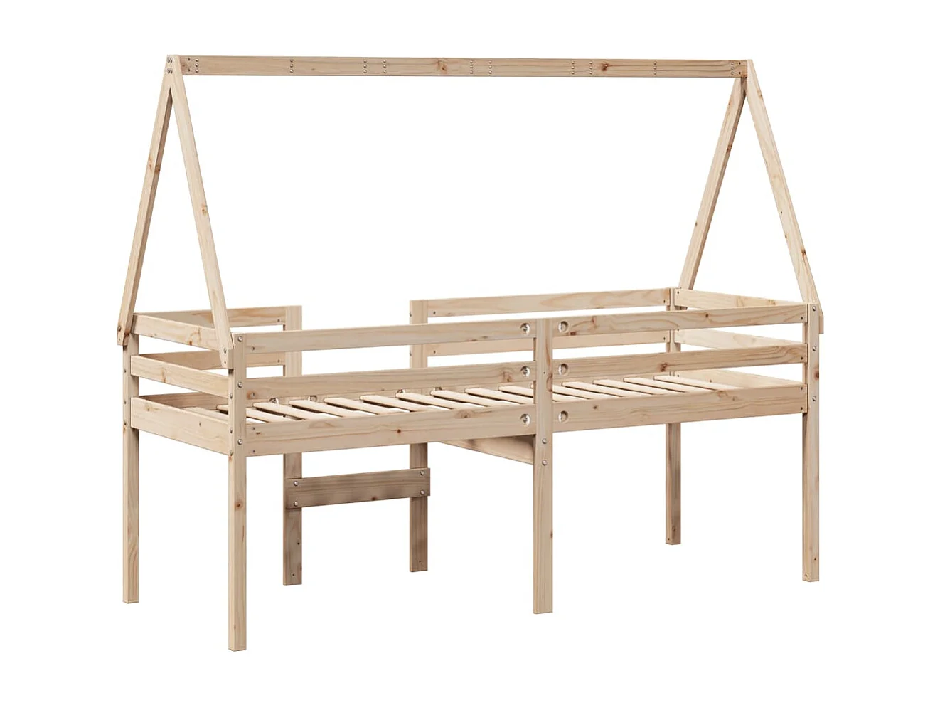 Lit haut sans matelas 90x190 cm bois de pin massif