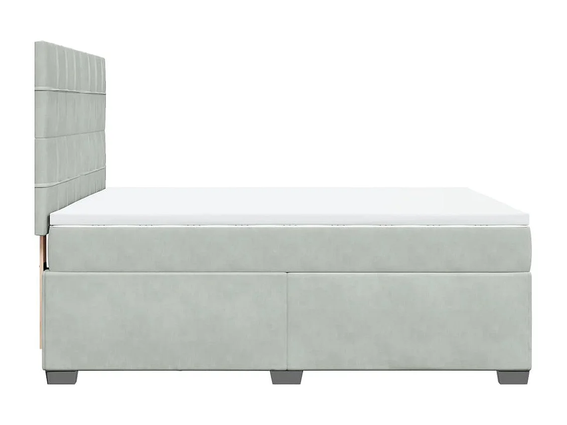 Cama box spring con colchón terciopelo gris claro 140x200 cm