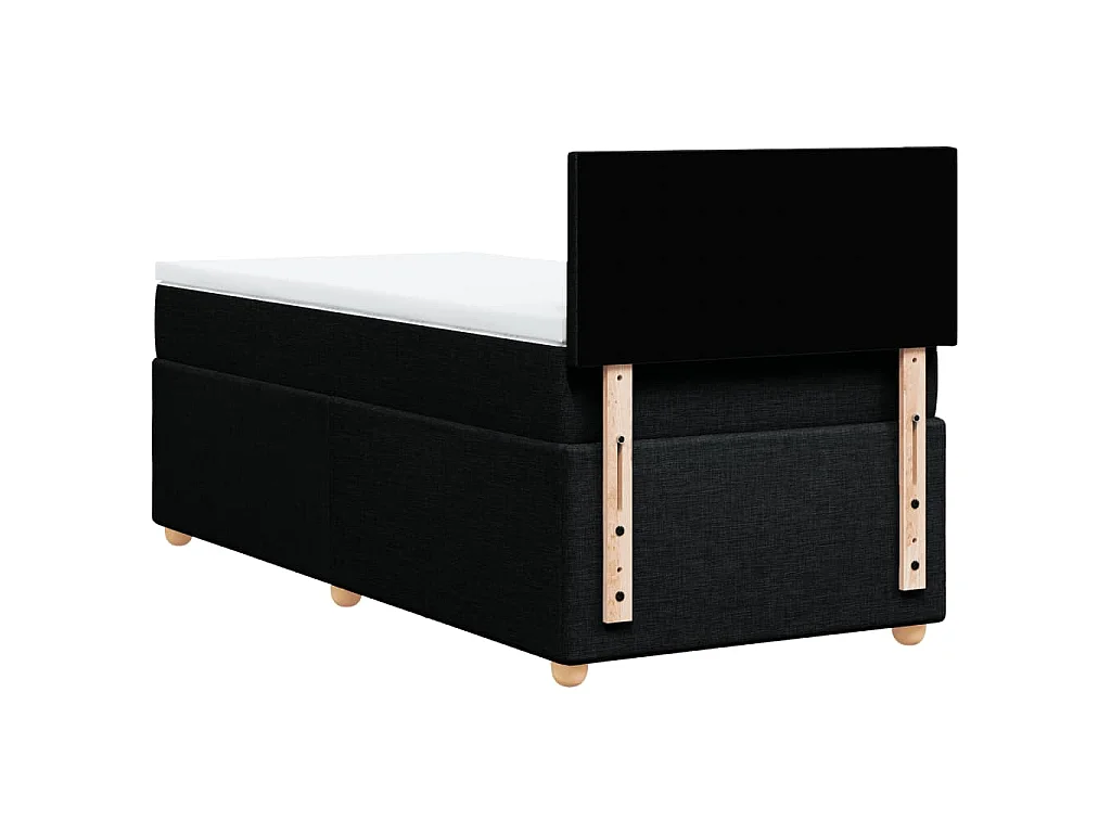 Cama box spring con colchón tela negro 90x200 cm