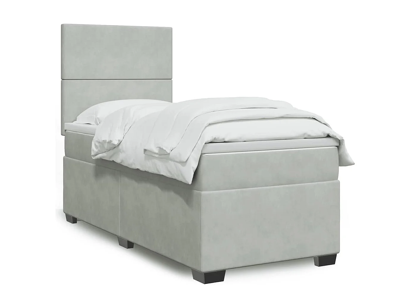 Boxspring met matras fluweel lichtgrijs 90x200 cm