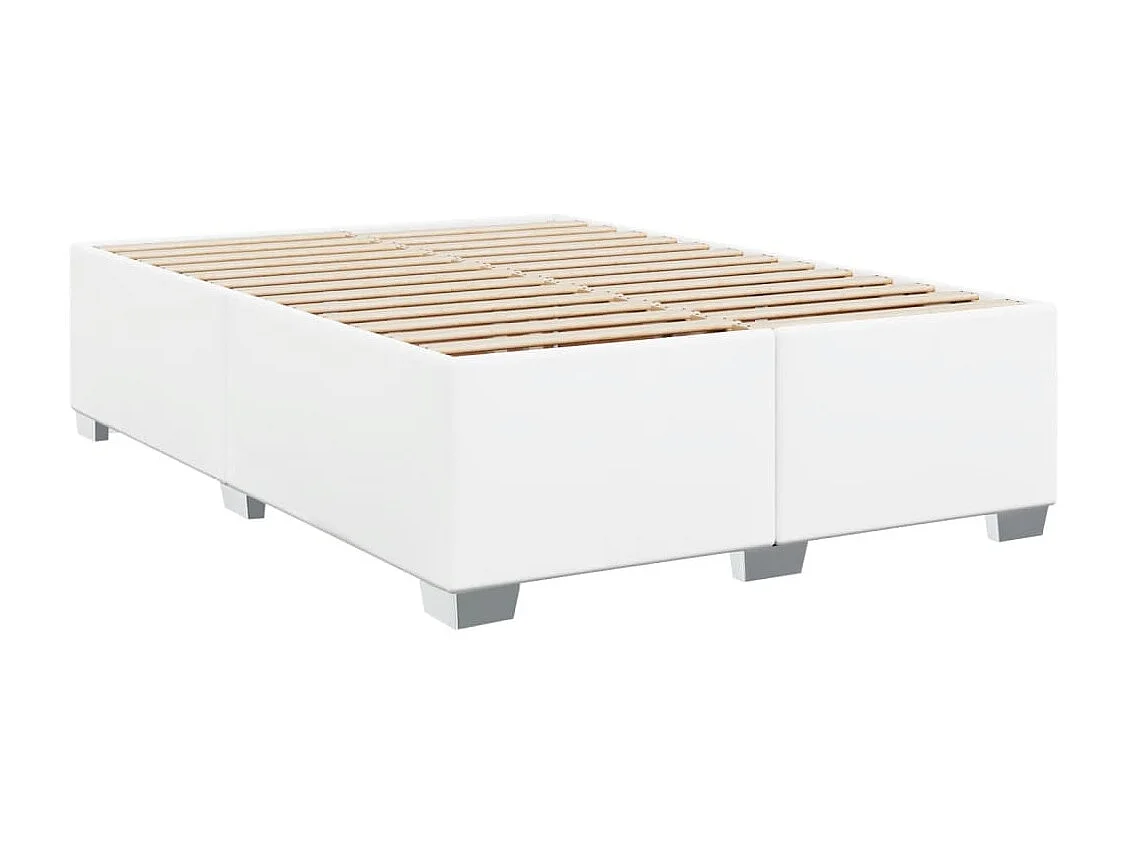 Sommier à lattes de lit avec matelas Blanc 140x200cm Similicuir