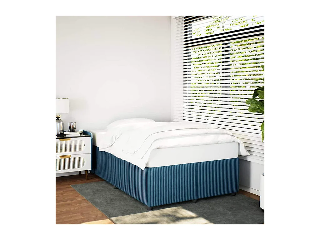 Cadre de lit sans matelas bleu 120x200 cm velours