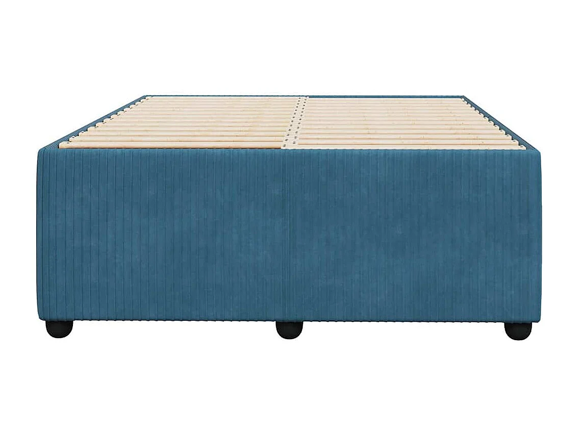 Cadre de lit sans matelas bleu 120x200 cm velours
