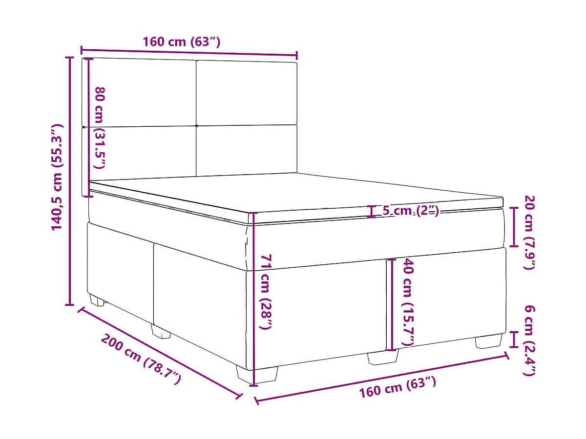 Boxspringbett mit Matratze Dunkelgrau 160x200 cm Stoff