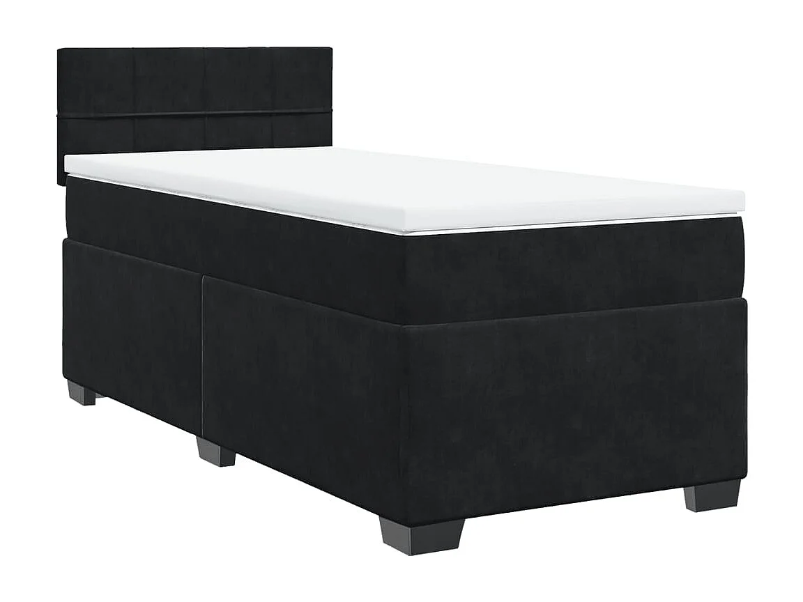 Giroletto a Molle con Materasso Nero 90x190 cm in Velluto