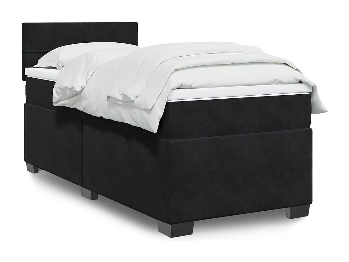 Giroletto a Molle con Materasso Nero 90x190 cm in Velluto