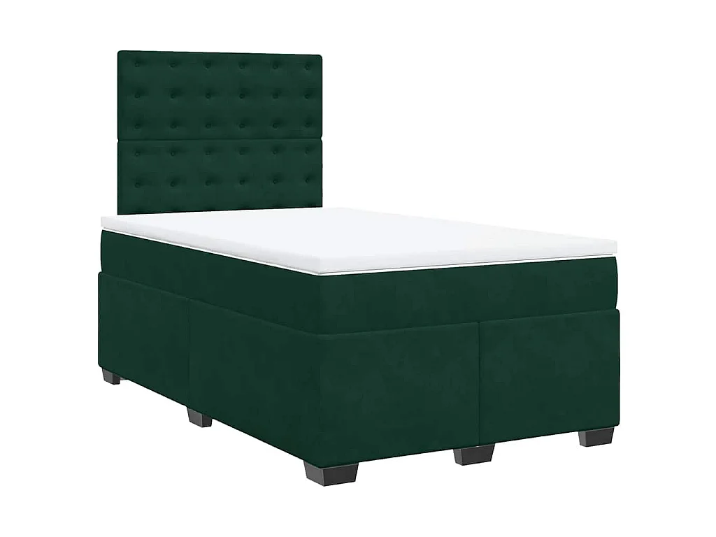 Boxspring met matras fluweel donkergroen 120x190 cm