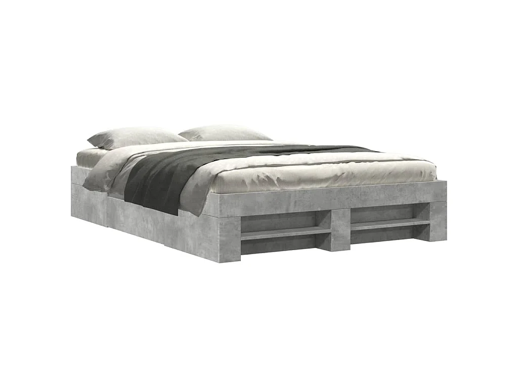 Cadre de lit sans matelas gris béton 120x200 cm bois ingénierie