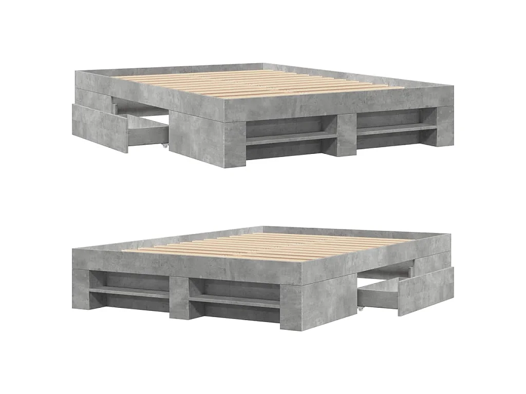 Cadre de lit sans matelas gris béton 120x200 cm bois ingénierie