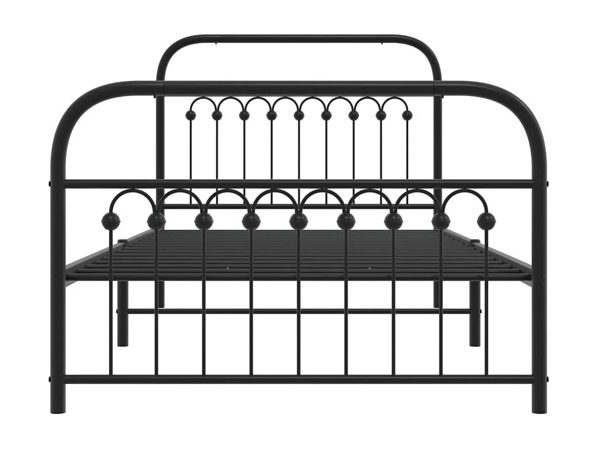 Cadre de lit métal sans matelas avec pied de lit noir 100x190cm