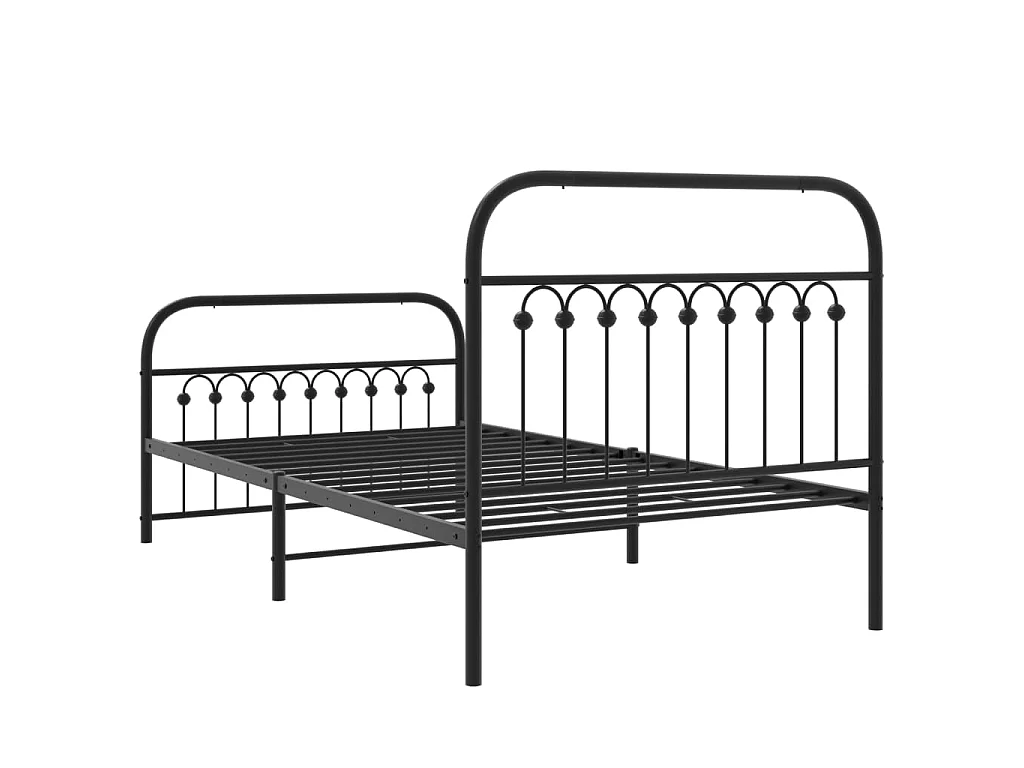 Giroletto con Testiera e Pediera Metallo Nero 100x190 cm