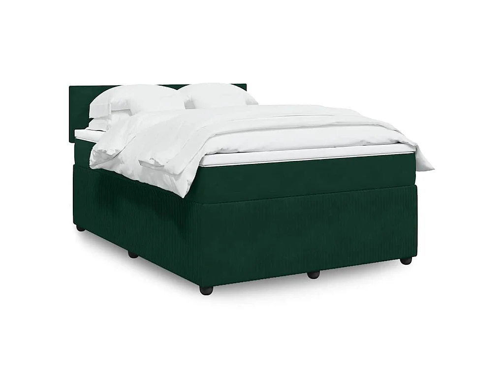 Cama com molas/colchão 160x200 cm veludo verde-escuro