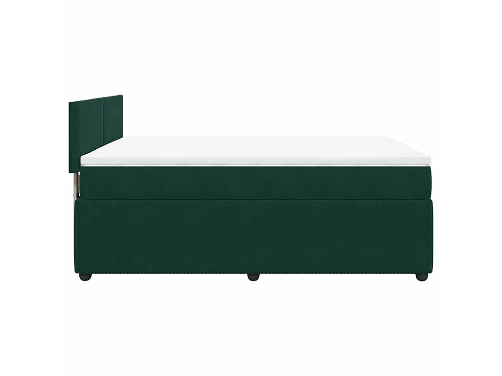 Cama com molas/colchão 160x200 cm veludo verde-escuro