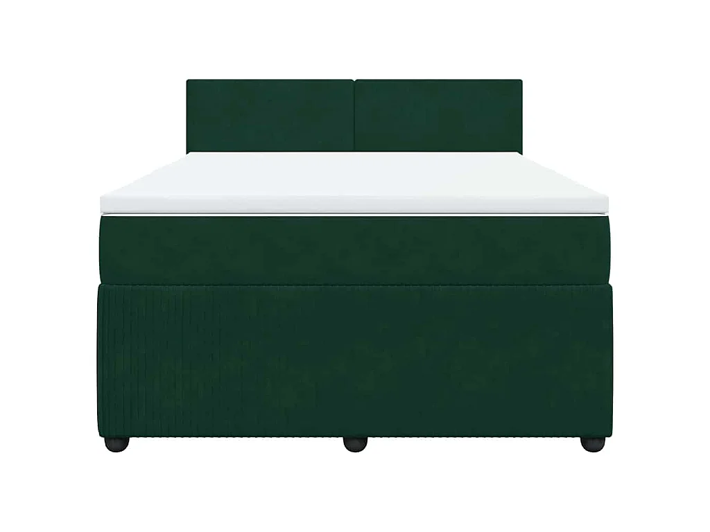 Giroletto a Molle con Materasso Verde Scuro 160x200 cm Velluto