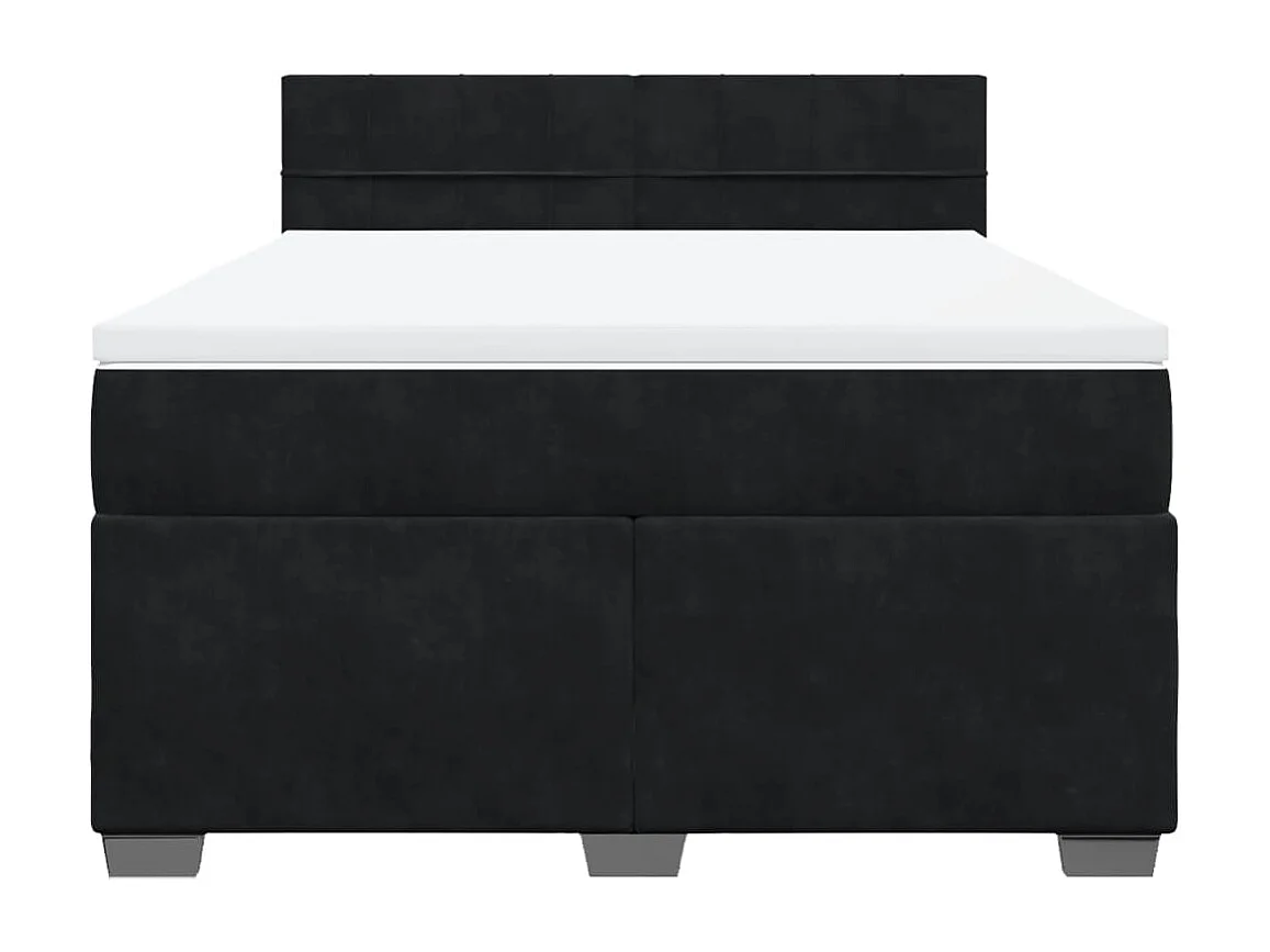 Giroletto a Molle con Materasso Nero 140x190 cm in Velluto