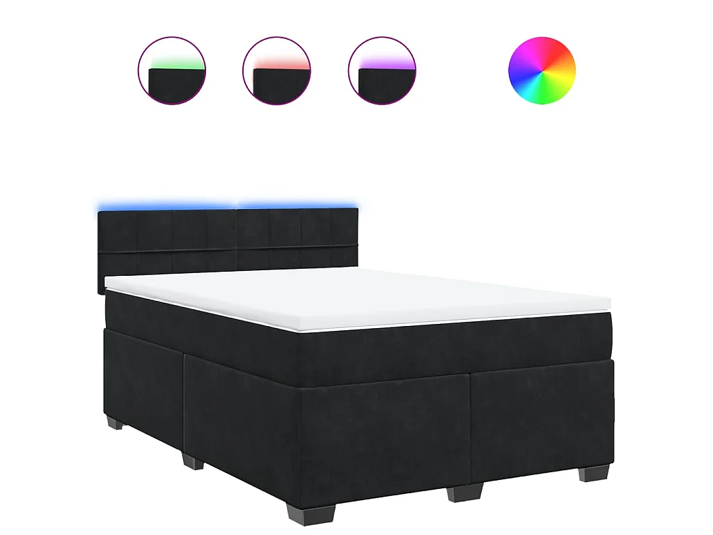 Sommier à lattes de lit avec matelas Noir 140x190 cm Velours