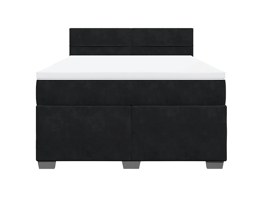 Sommier à lattes de lit avec matelas Noir 140x190 cm Velours