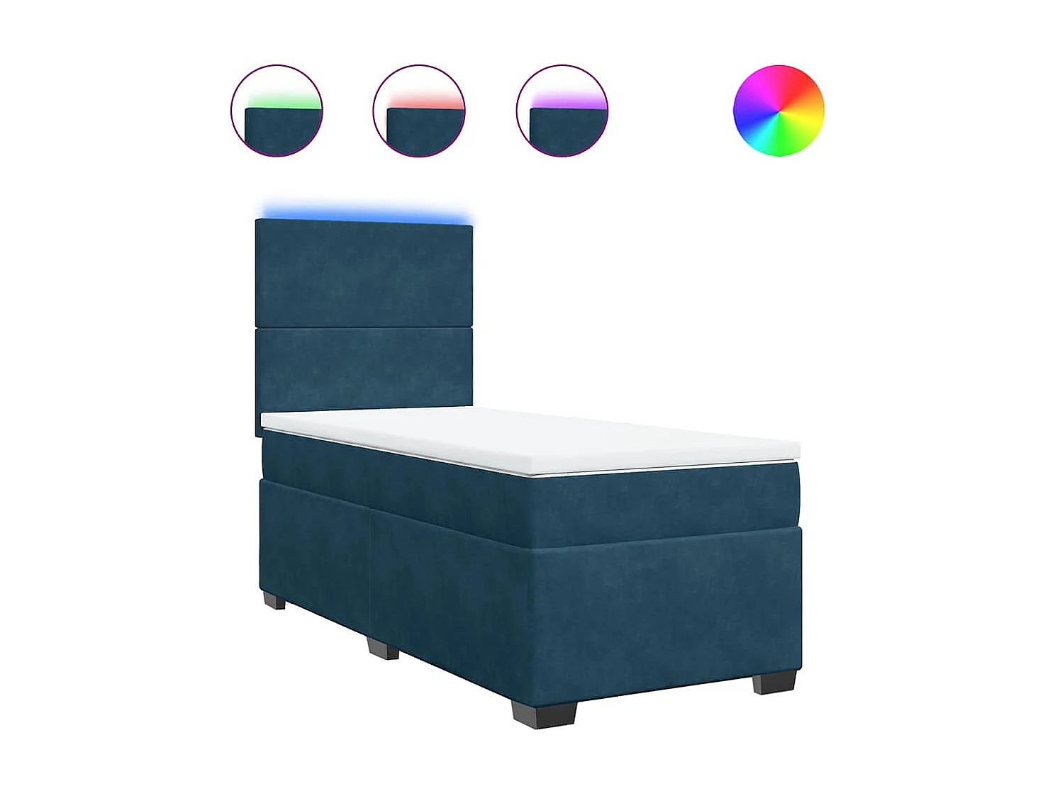 Sommier à lattes de lit avec matelas bleu 90x190 cm velours