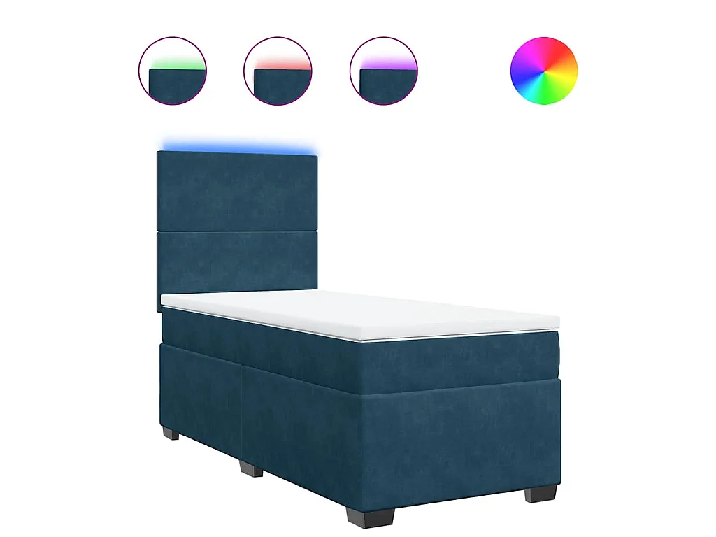 Cama boxspring com colchão 90x190 cm veludo azul