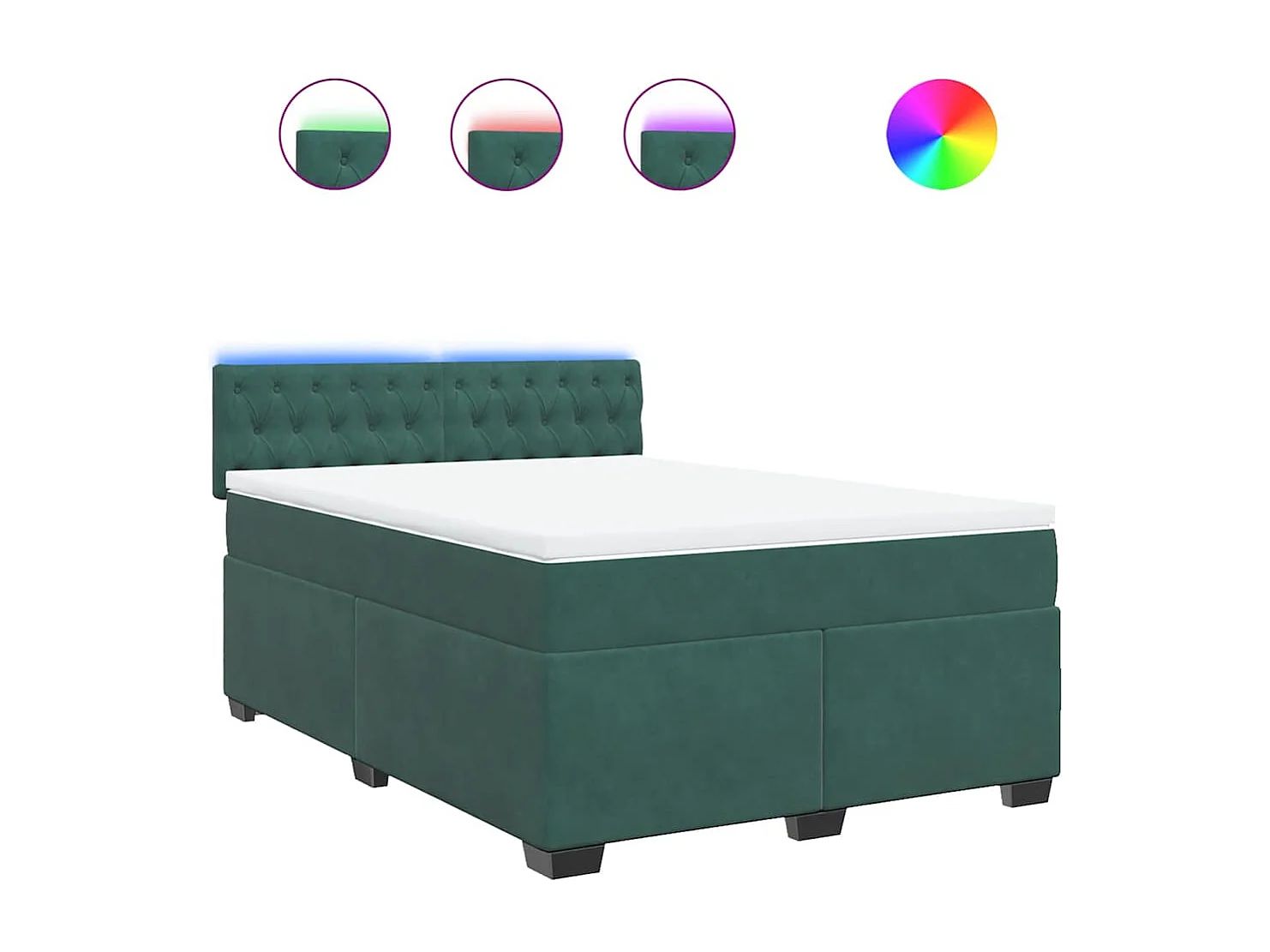 Cama box spring con colchón terciopelo verde oscuro 140x200 cm