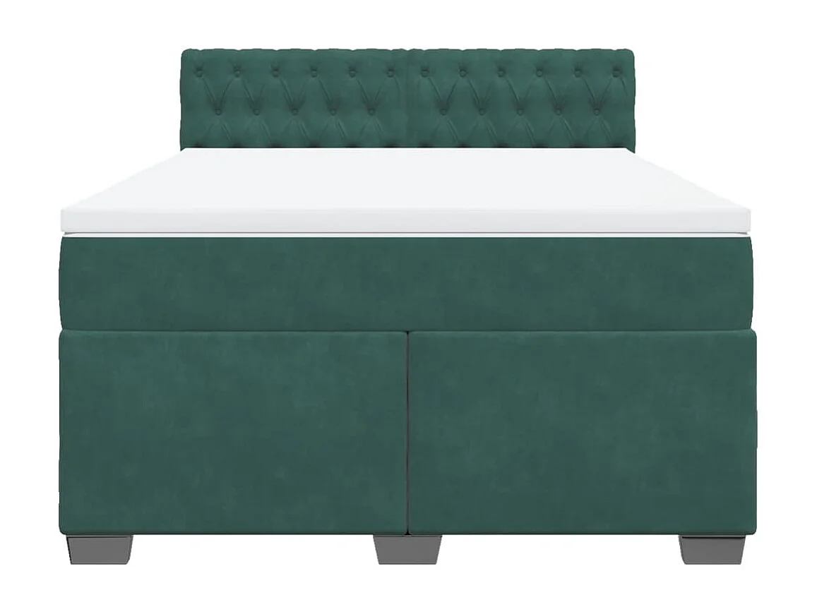 Cama box spring con colchón terciopelo verde oscuro 140x200 cm