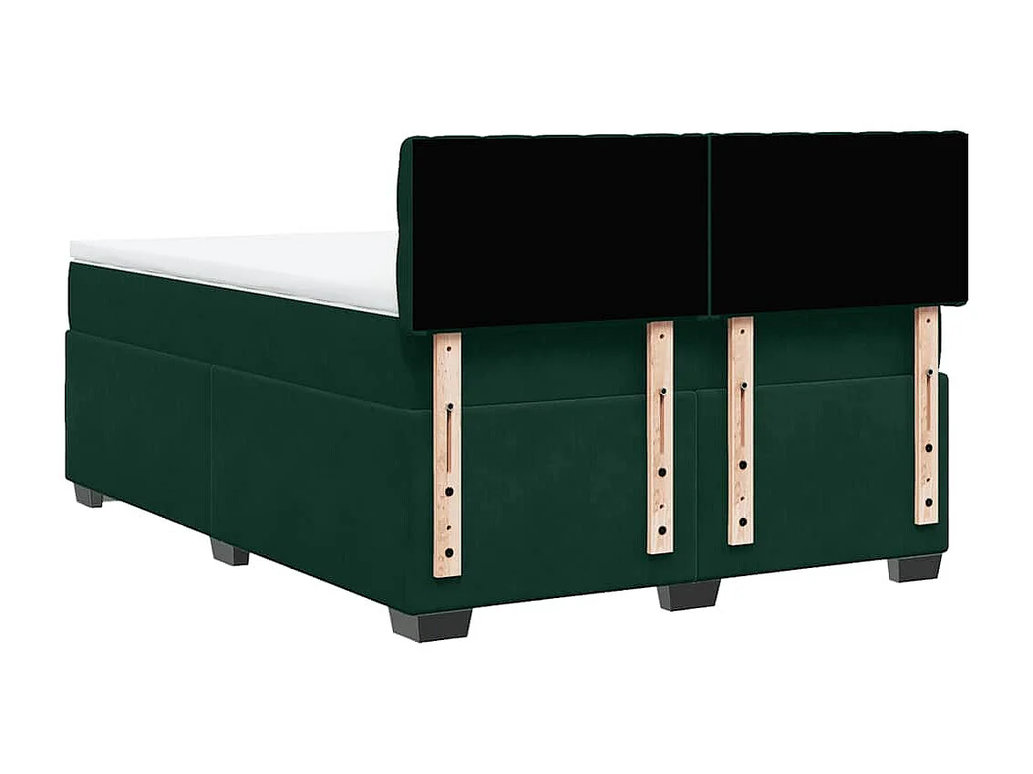 Cama box spring con colchón terciopelo verde oscuro 140x200 cm