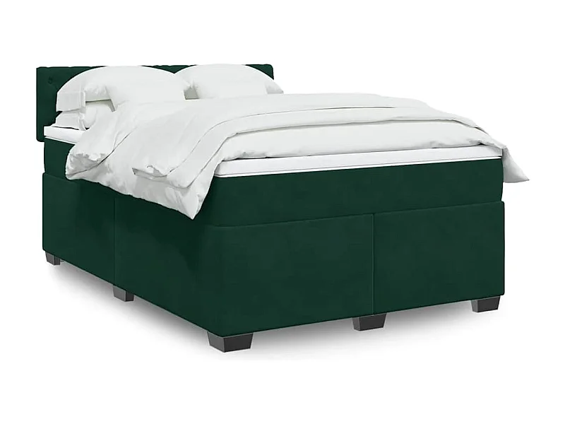 Cama box spring con colchón terciopelo verde oscuro 140x200 cm