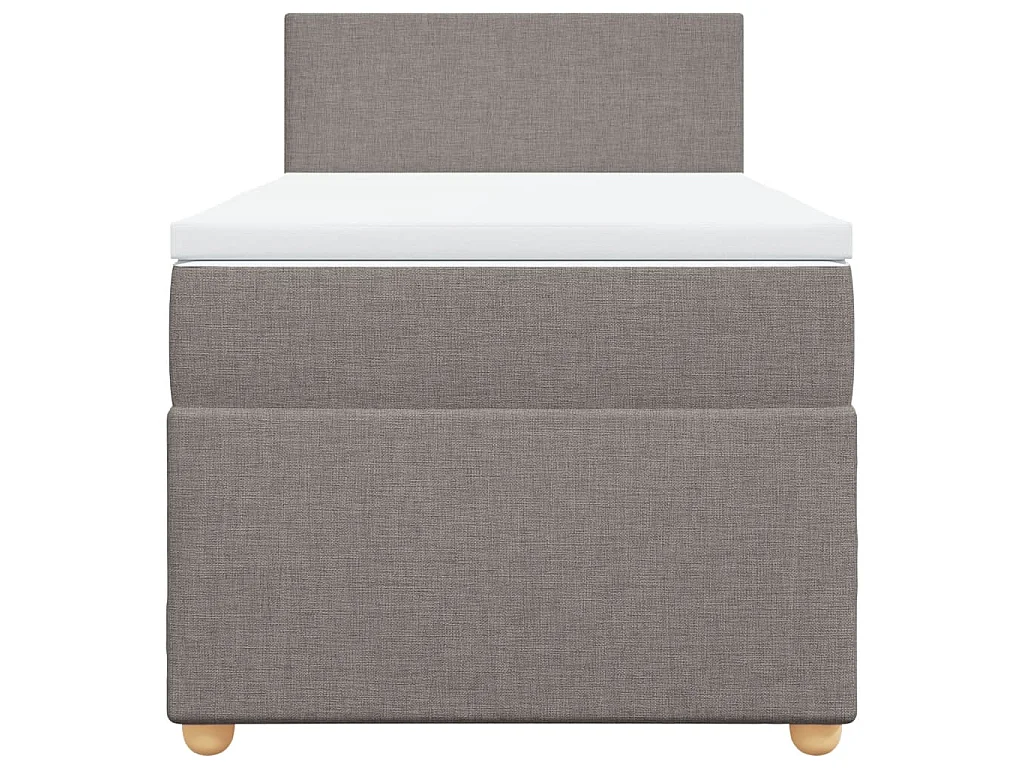 Cama box spring con colchón tela gris taupe 100x200 cm